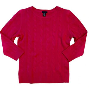 Only Mine Women’s Sweater Cashmere Cable Knit Crewneck Magenta Size Medium